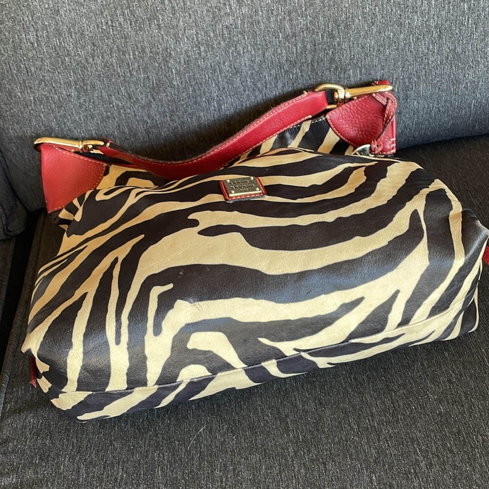 Dooney & Bourke Zebra Print Leather Bag vintage 14x16” - Picture 11 of 15